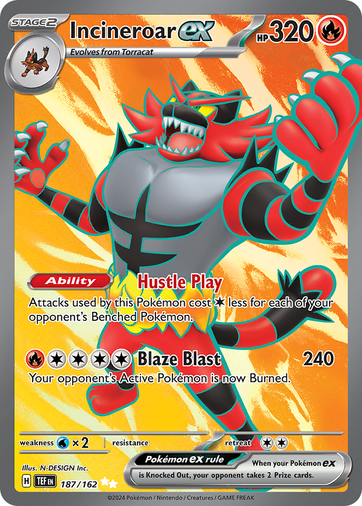 Incineroar ex (ex) (187/218) [Scarlet & Violet: Temporal Forces]