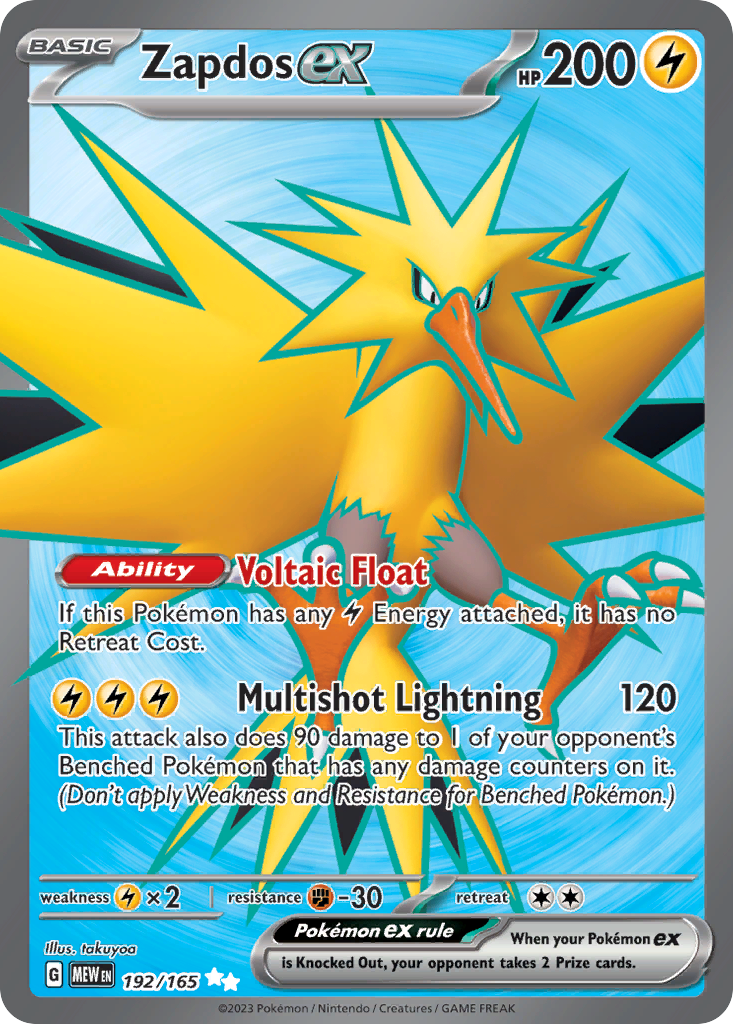 Zapdos ex (ex) (192/207) [Scarlet & Violet: 151]