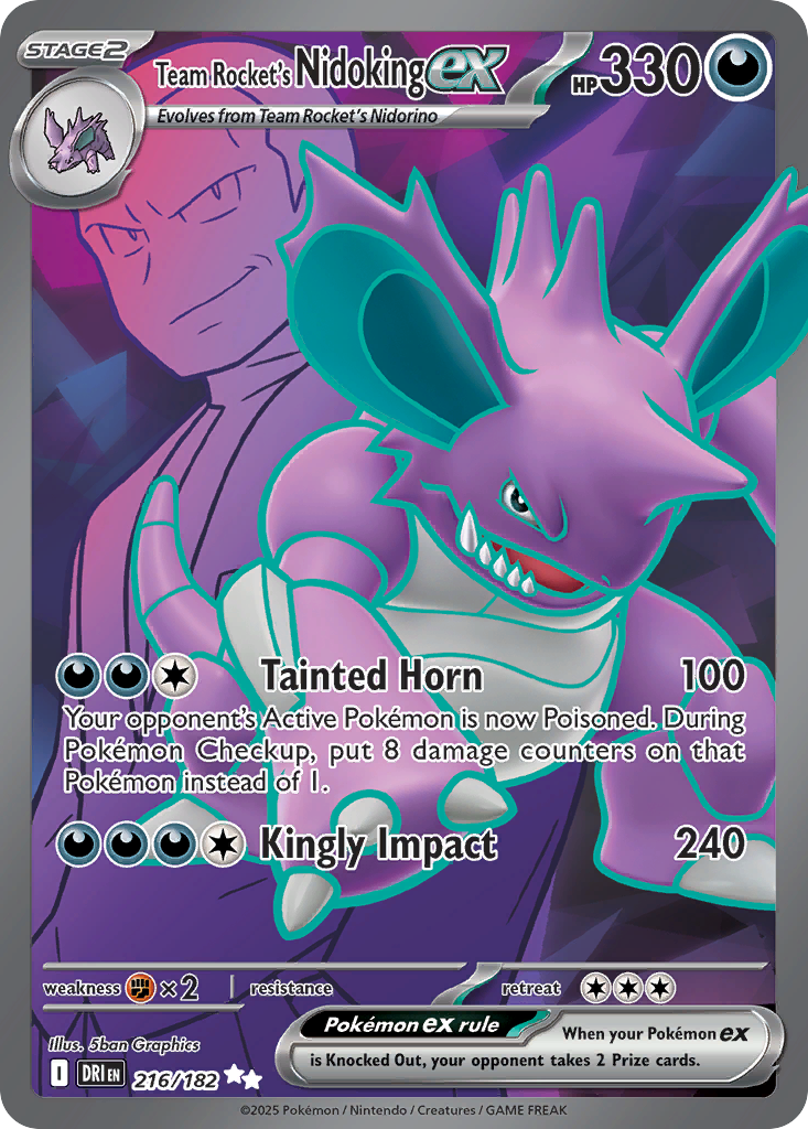 Team Rocket's Nidoking ex (ex) (216/244) [Scarlet & Violet: Destined Rivals]