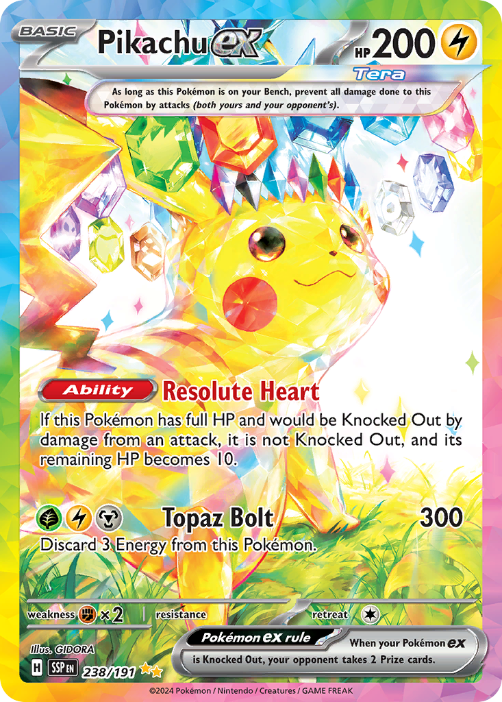Pikachu ex (Tera, ex) (238/252) [Scarlet & Violet: Surging Sparks]