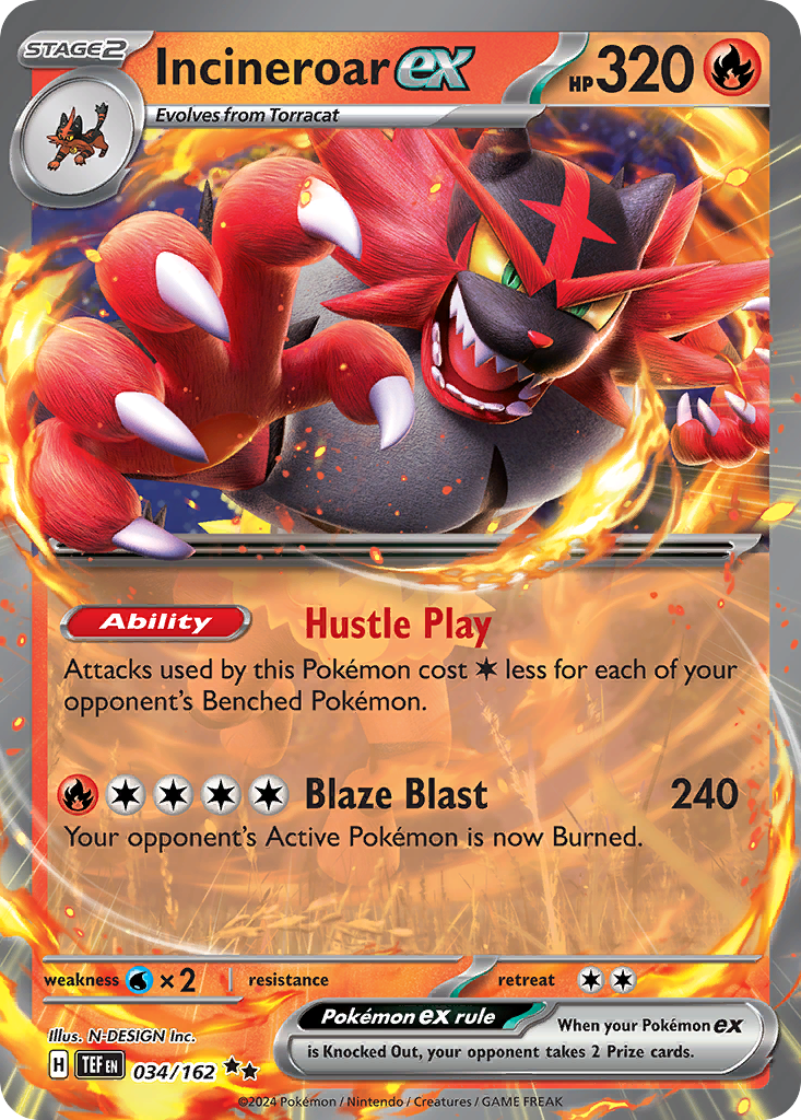 Incineroar ex (ex) (34/218) [Scarlet & Violet: Temporal Forces]
