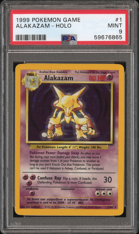 Alakazam Holo Pokemon Game 1 NM PSA 9
