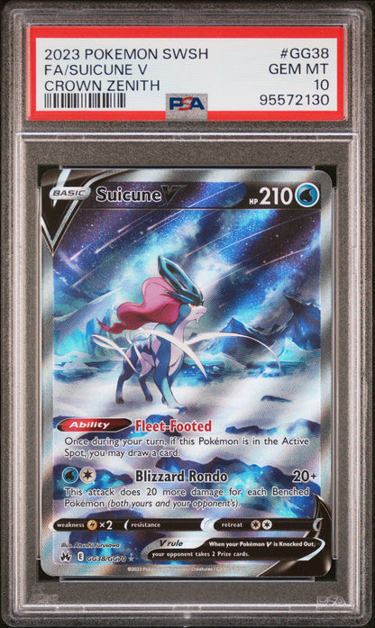 PSA 10 GEM MT FA/SUICUNE V #GG38 CROWN ZENITH 2023