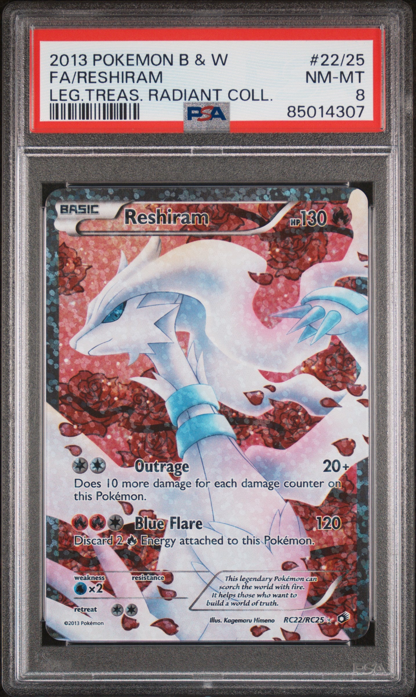 PSA 8 NM-MT FA/RESHIRAM #RC22 LEG.TREAS. RADIANT COLL. 2013