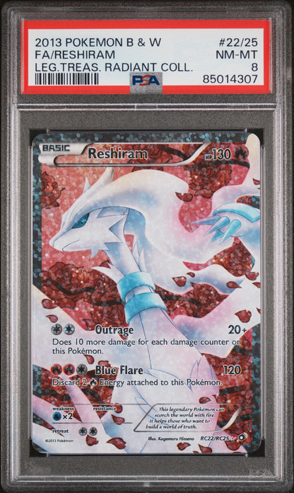 PSA 8 NM-MT FA/RESHIRAM #RC22 LEG.TREAS. RADIANT COLL. 2013
