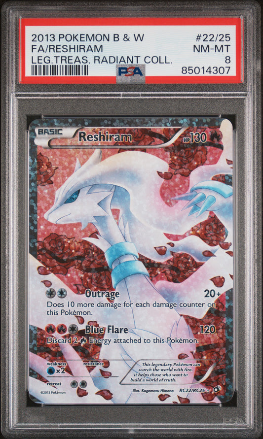 PSA 8 NM-MT FA/RESHIRAM #RC22 LEG.TREAS. RADIANT COLL. 2013