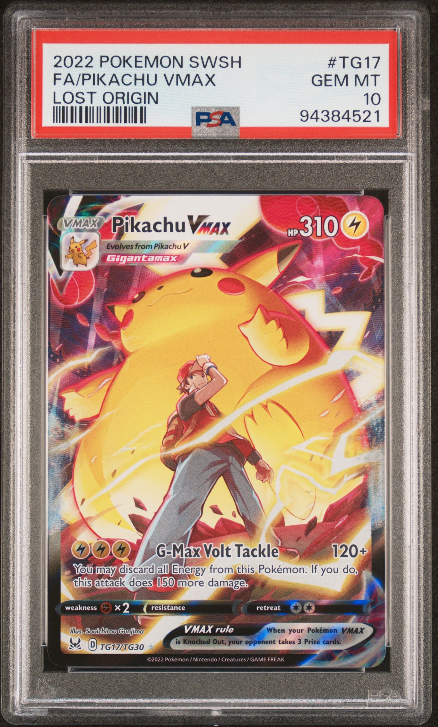 PSA 10 GEM MT PIKACHU VMAX #TG17 LOST ORIGIN 2022