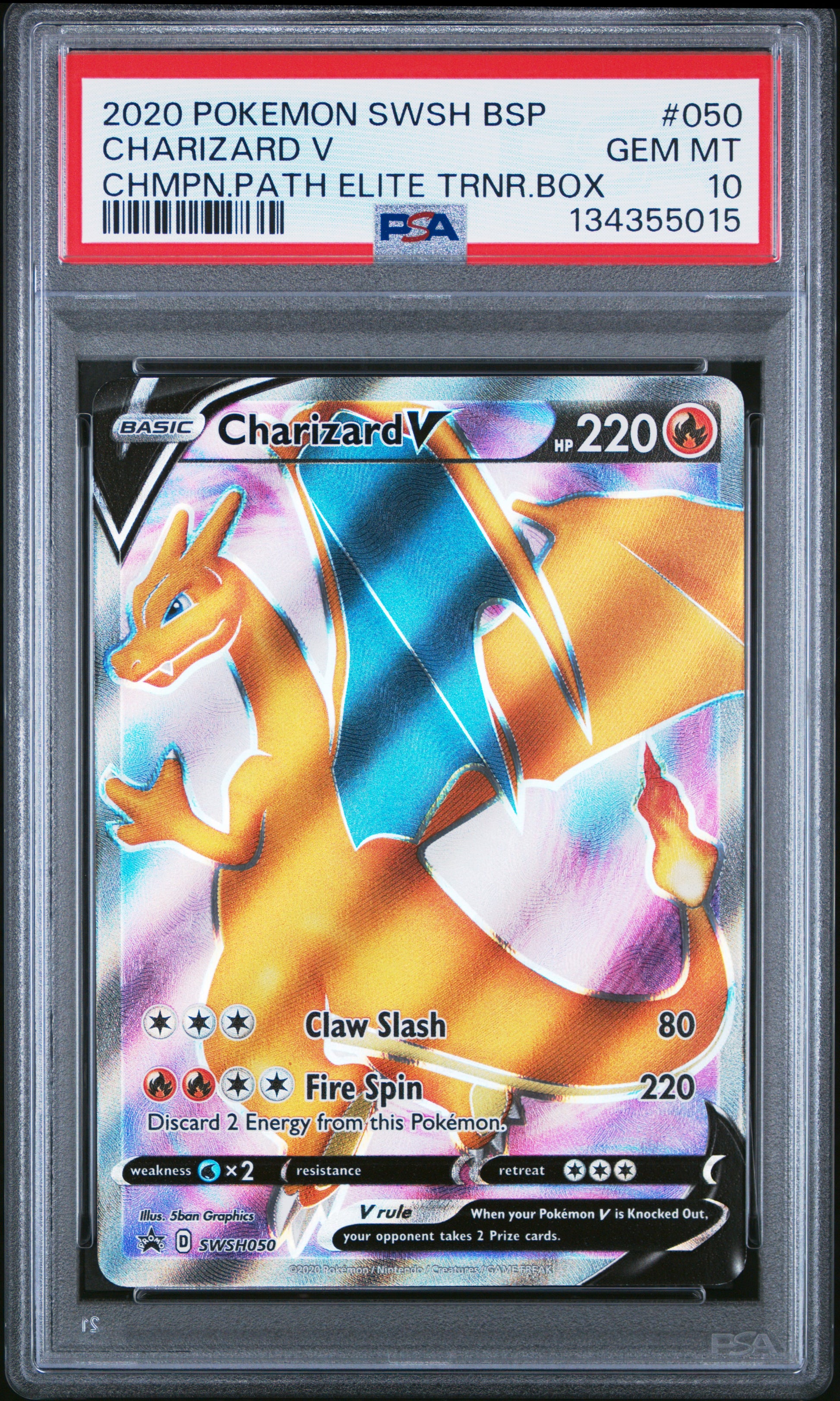 Charizard V Chmpn.Path Elite Trnr.Box Pokemon Swsh Black Star Promo 050 NM PSA 1