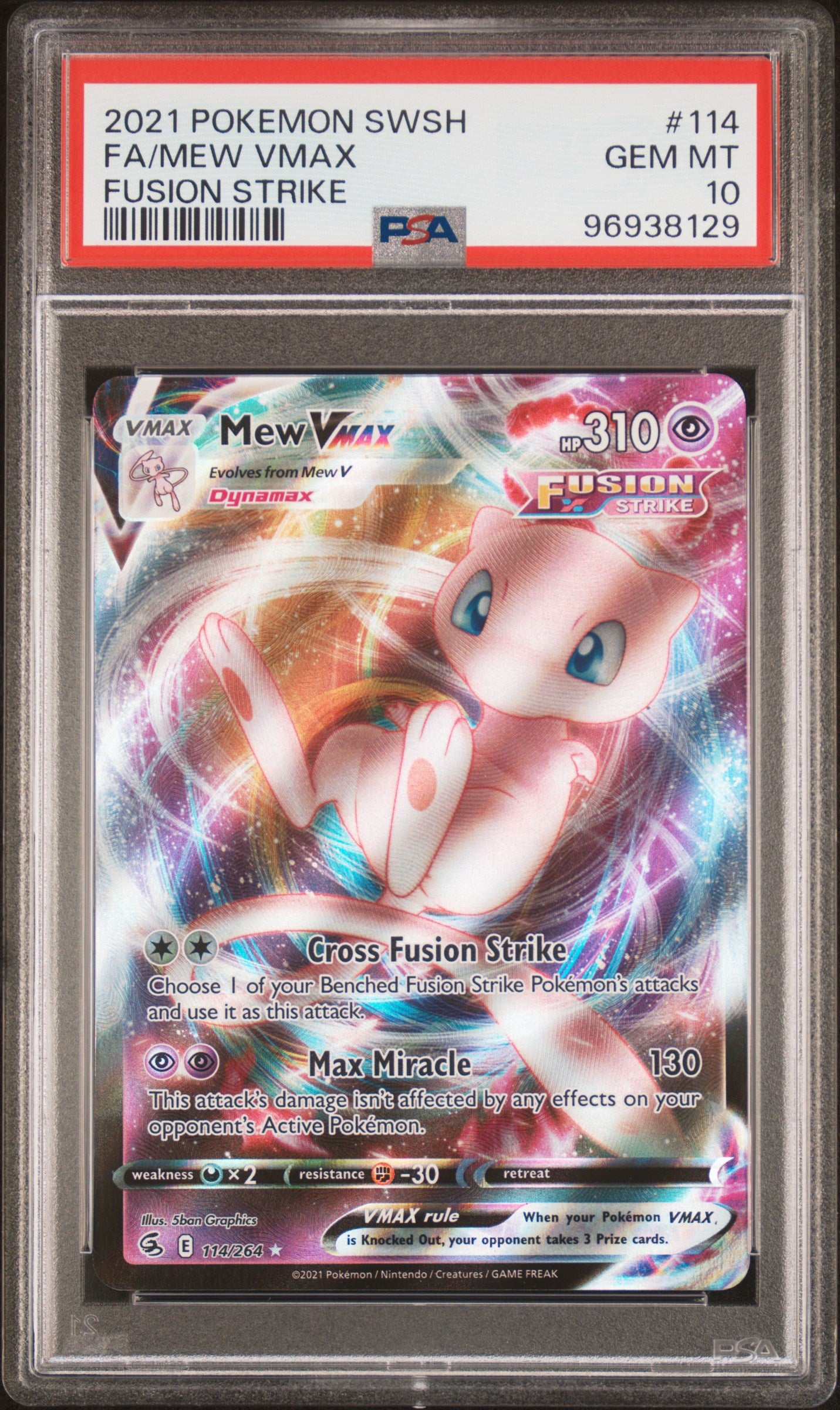 Fa/Mew Vmax Fusion Strike Pokemon Sword & Shield Fusion Strike 114 NM PSA 10