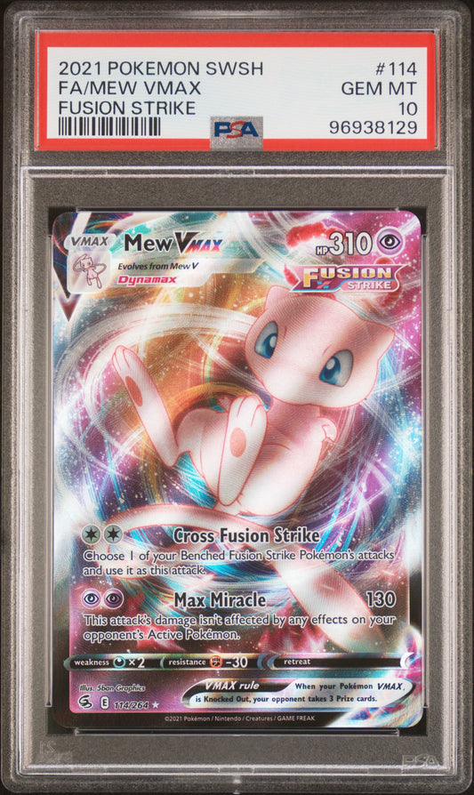 Fa/Mew Vmax Fusion Strike Pokemon Sword & Shield Fusion Strike 114 NM PSA 10