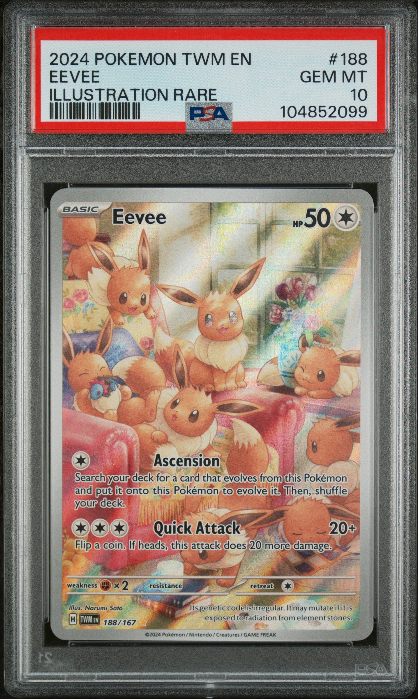 Eevee Illustration Rare Pokemon Twm En-Twilight Masquerade 188 NM PSA 10