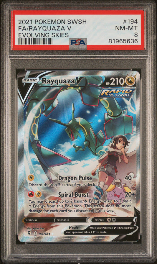Fa/Rayquaza V Evolving Skies Pokemon Sword & Shield Evolving Skies 194 NM PSA 8