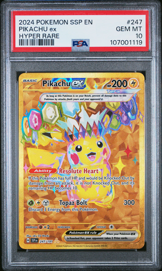 Pikachu Ex Pokemon Ssp En-Surging Sparks 247 NM PSA 10