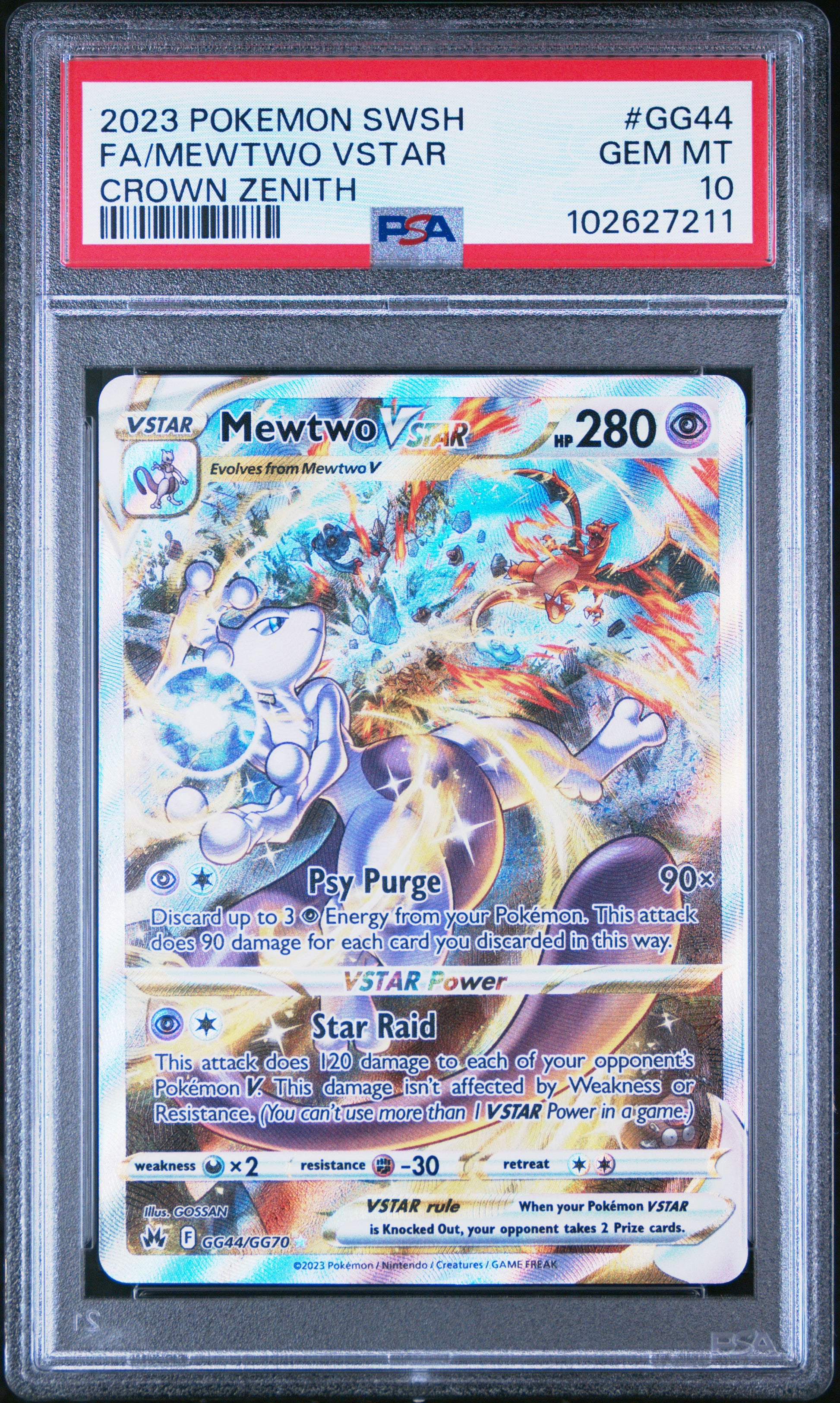 Mewtwo Vstar Pokemon Sword And Shield Crown Zenith GG44 NM PSA 10