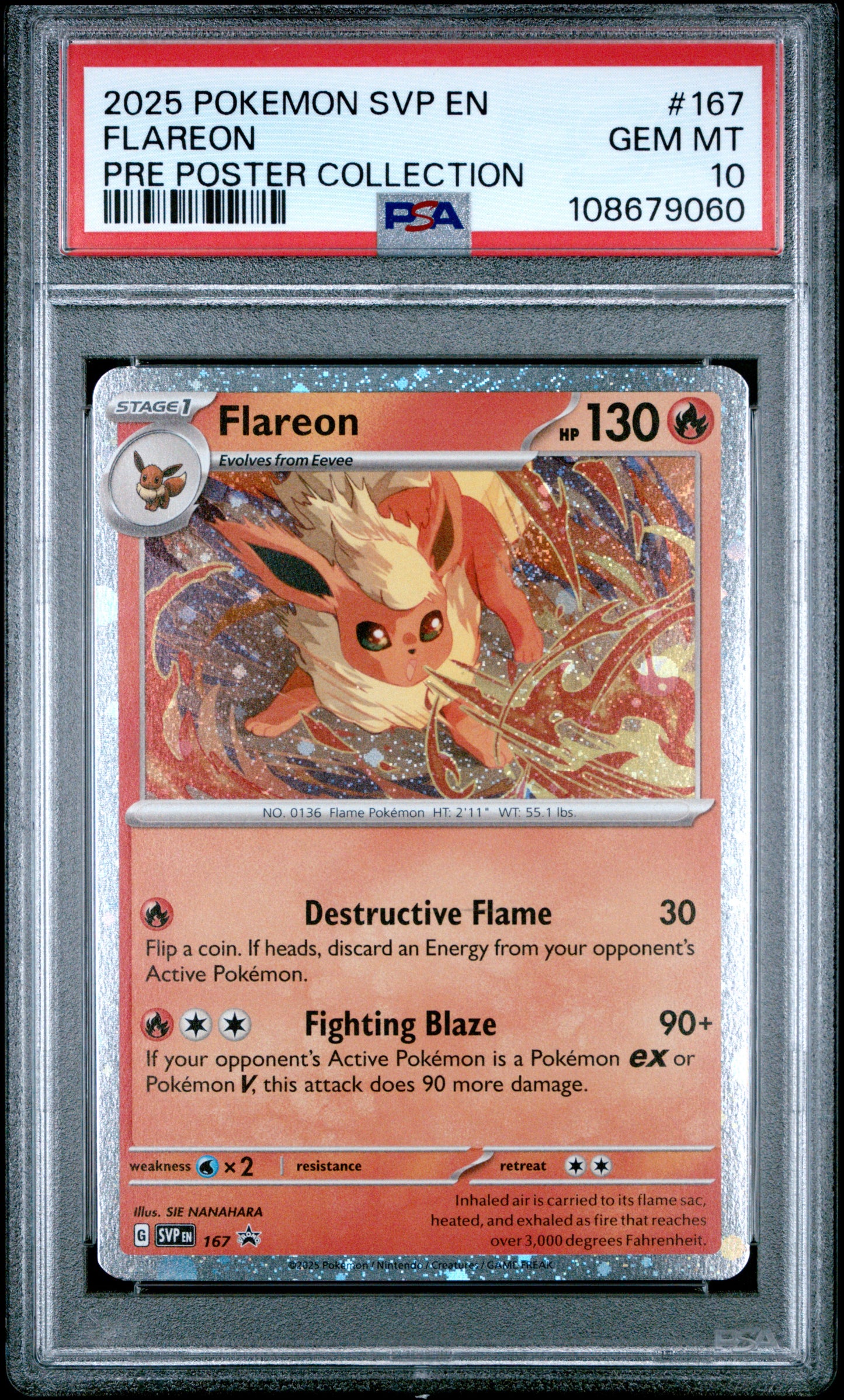 Flareon Pre Poster Collection Pokemon Svp En-Sv Black Star Promo 167 NM PSA 10
