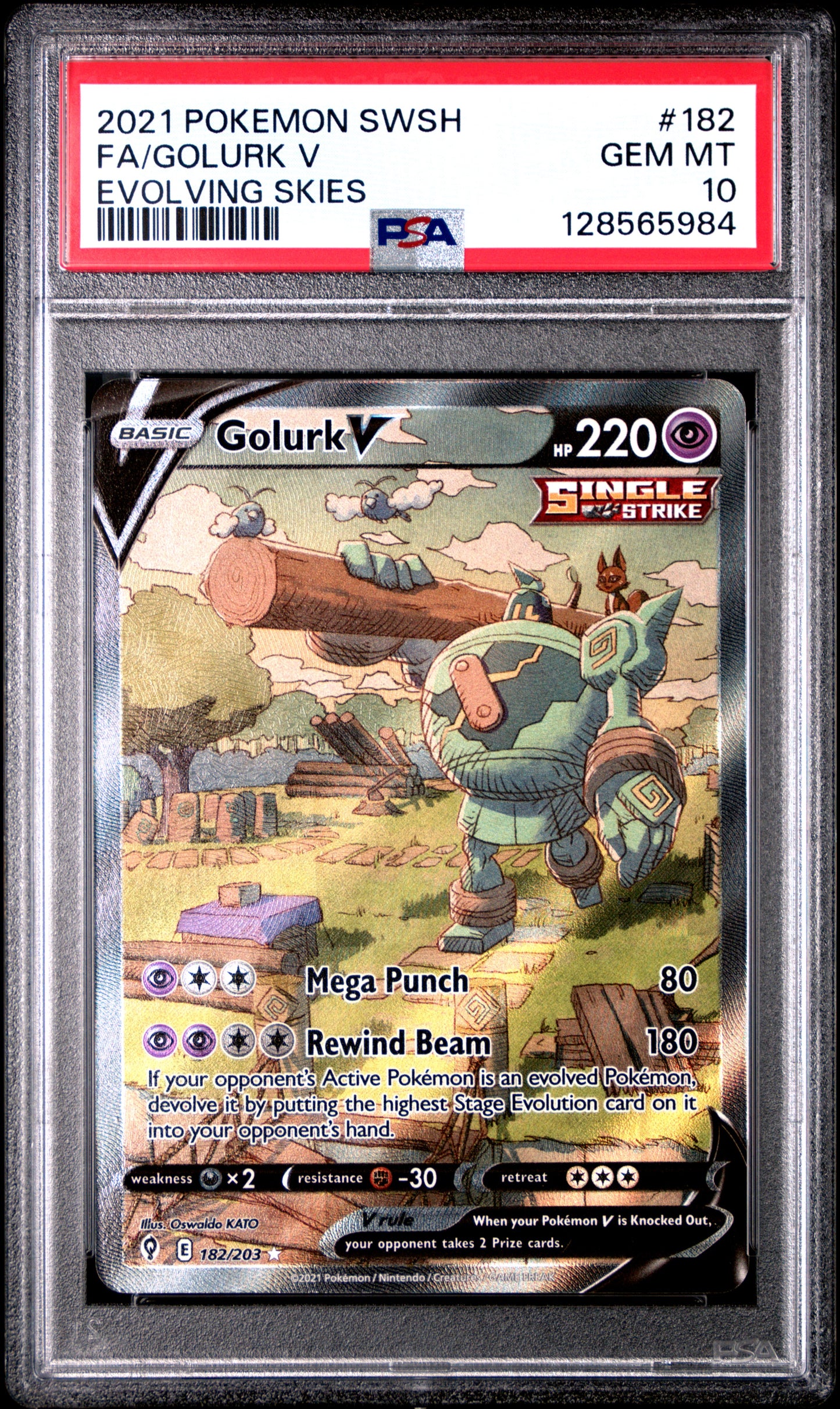 Fa/Golurk V Evolving Skies Pokemon Sword & Shield Evolving Skies 182 NM PSA 10