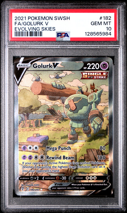 Fa/Golurk V Evolving Skies Pokemon Sword & Shield Evolving Skies 182 NM PSA 10