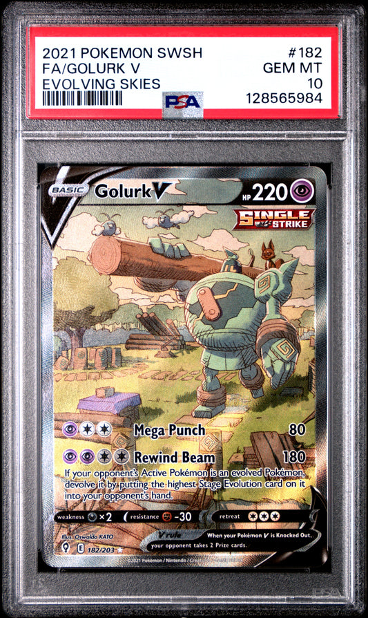 Fa/Golurk V Evolving Skies Pokemon Sword & Shield Evolving Skies 182 NM PSA 10