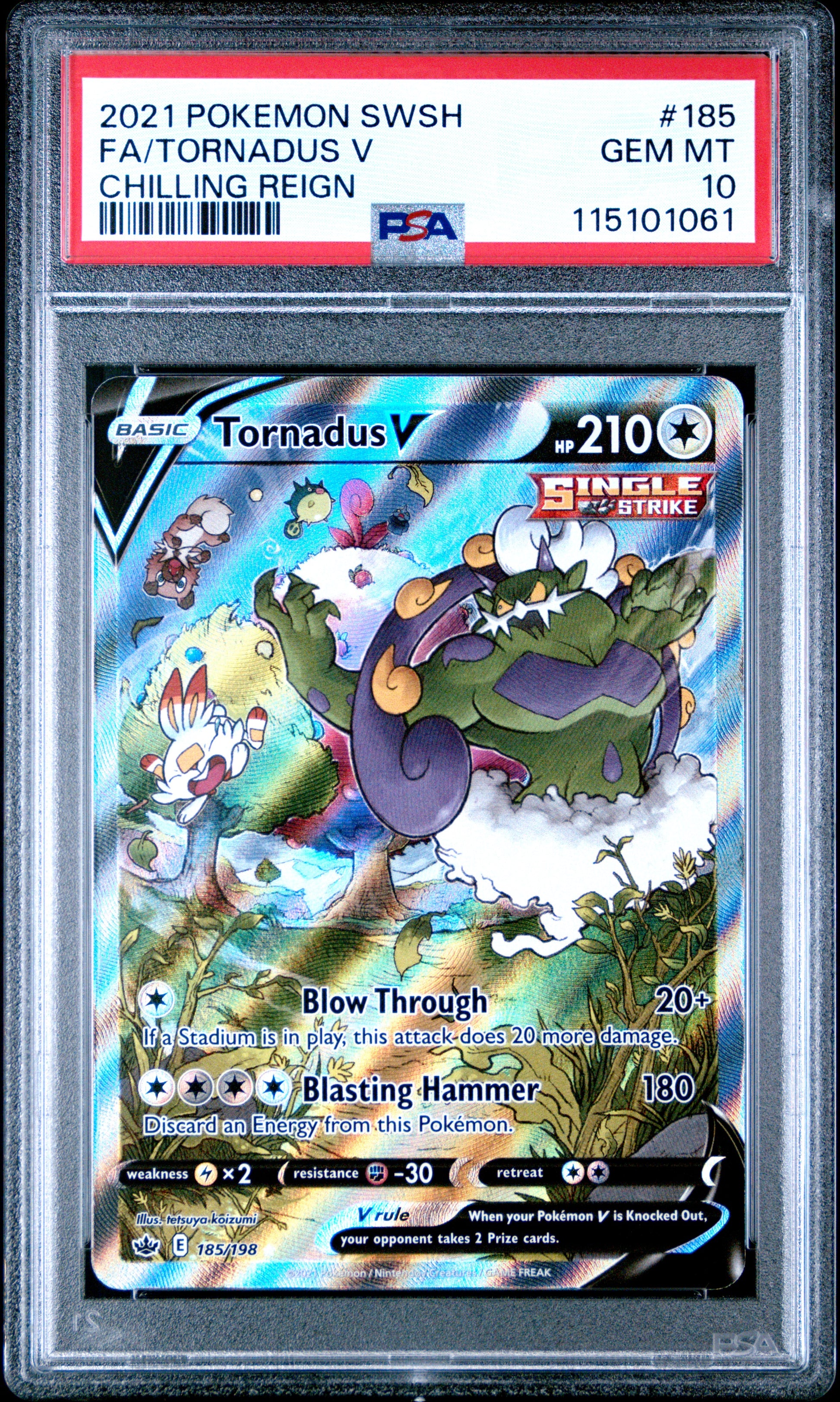 Fa/Tornadus V Chilling Reign Pokemon Sword & Shield Chilling Reign 185 NM PSA 10