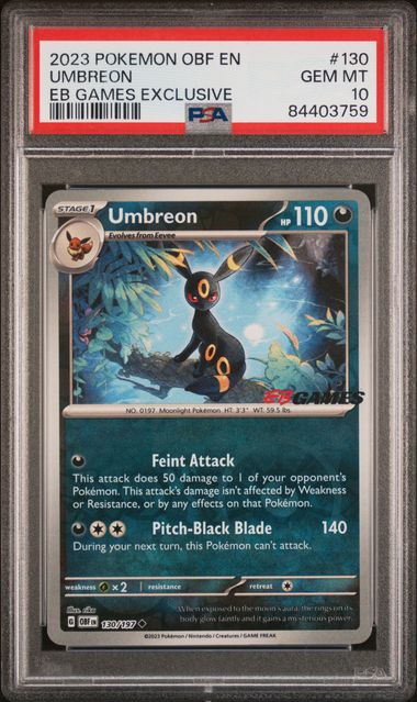 PSA 10 GEM MT UMBREON #130 EB GAMES EXCLUSIVE 2023