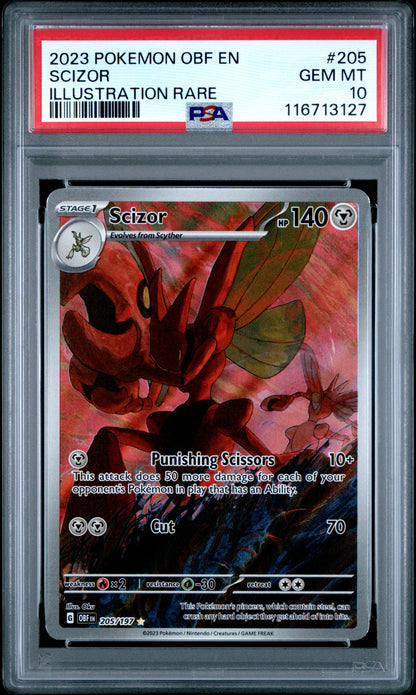 Scizor Illustration Rare Pokemon Obf En-Obsidian Flames 205 NM PSA 10