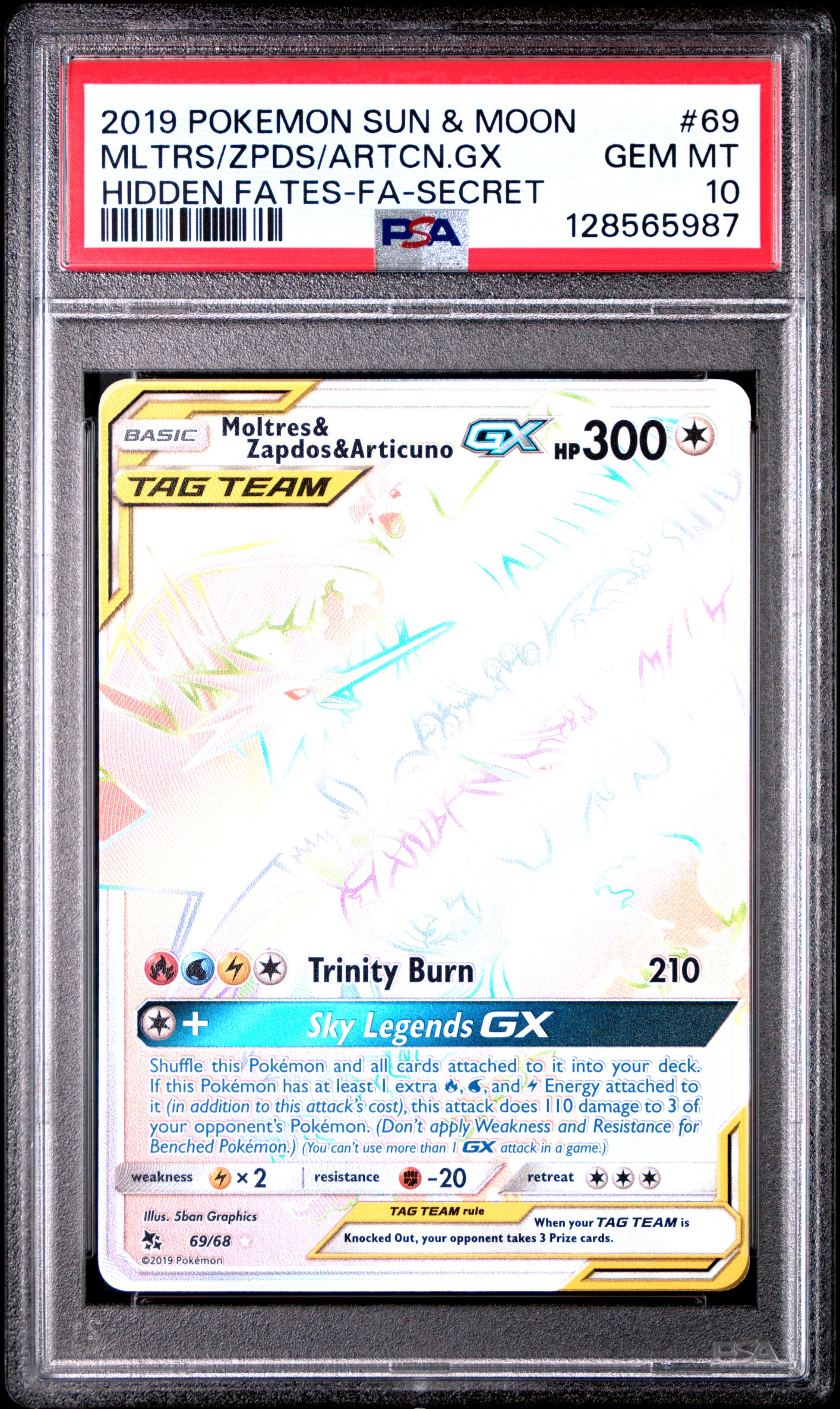 Moltres/Zapdos/Articuno Gx Hidden Fates-Fa-Secret Pokemon Sun & Moon Hidden Fate