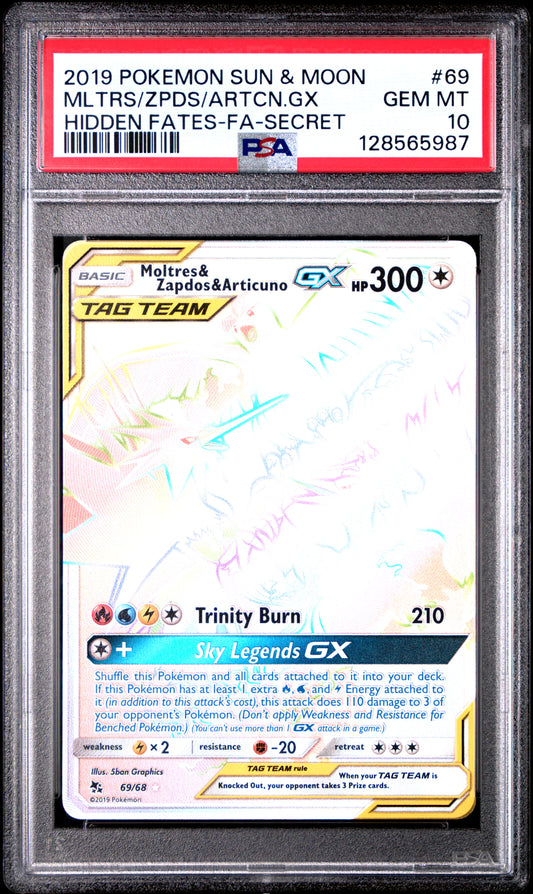 Moltres/Zapdos/Articuno Gx Hidden Fates-Fa-Secret Pokemon Sun & Moon Hidden Fate