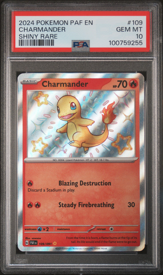 Charmander Pokemon Paf En-Paldean Fates 109 NM PSA 10