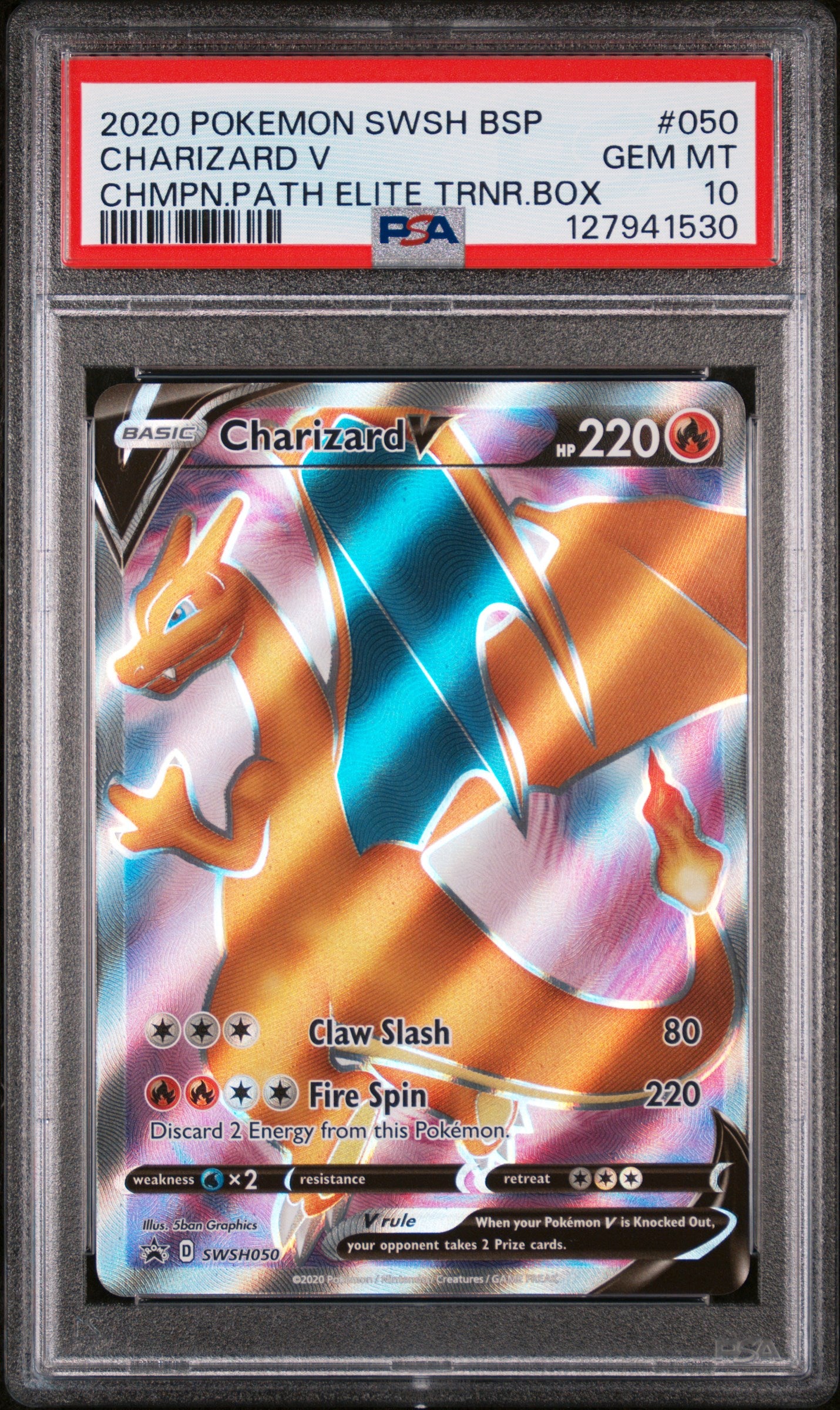 Charizard V Chmpn.Path Elite Trnr.Box Pokemon Swsh Black Star Promo 050 NM PSA 1