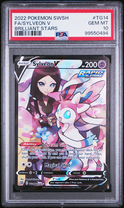 PSA 10 GEM MT FA/SYLVEON V #TG14 BRILLIANT STARS 2022