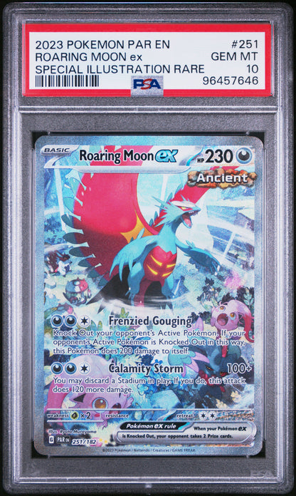 PSA 10 GEM MT ROARING MOON EX #251 SPECIAL ILLUSTRATION RARE 2023