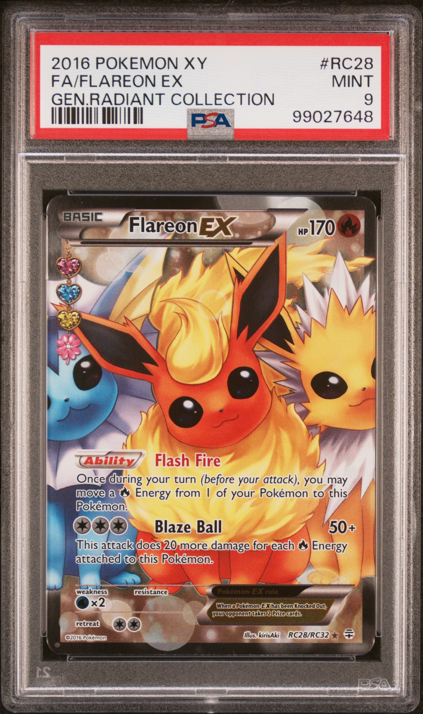 PSA 9 MINT FA/FLAREON EX #RC28 GEN.RADIANT COLLECTION 2016