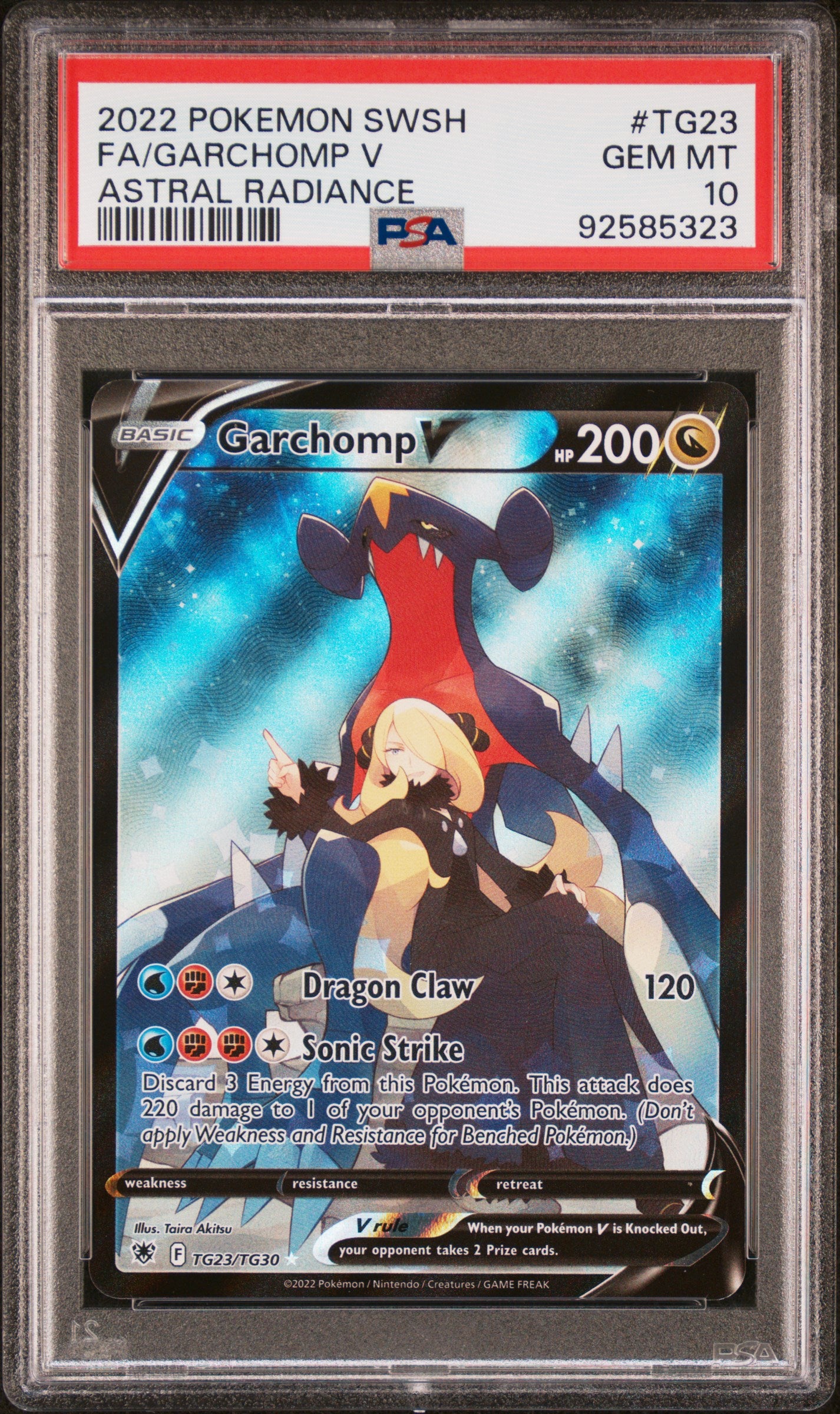 PSA 10 GEM MT FA/GARCHOMP V #TG23 ASTRAL RADIANCE 2022