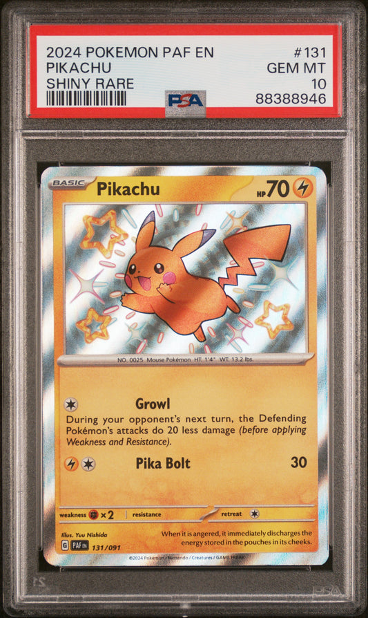 Pikachu Shiny Rare Pokemon Paf En-Paldean Fates 131 NM PSA 10