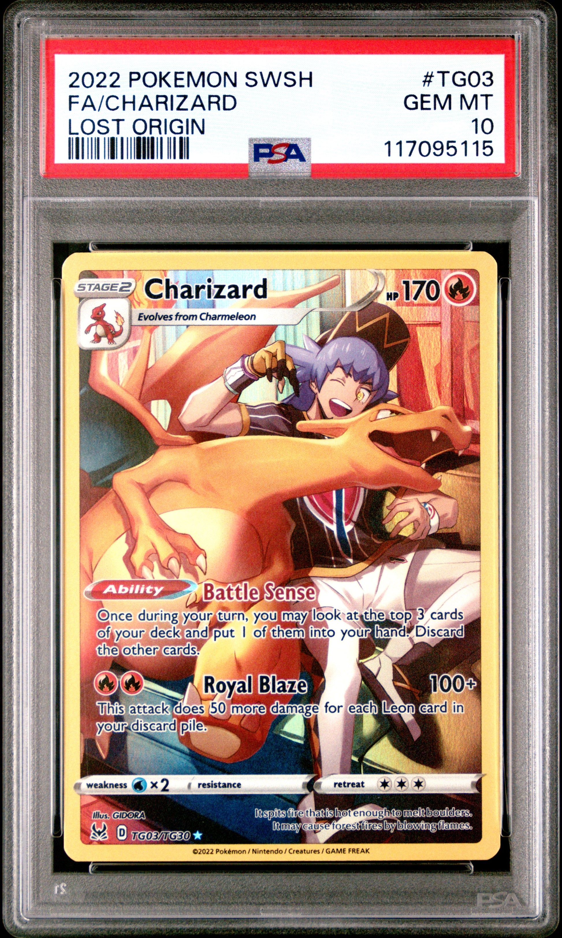Fa/Charizard Lost Origin Pokemon Sword & Shield Lost Origin TG03 NM PSA 10
