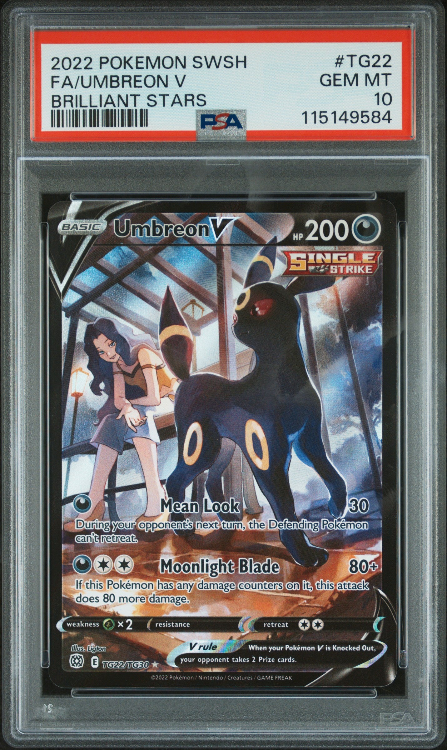 PSA 10 GEM MT UMBREON V #TG22 BRILLIANT STAR 2022