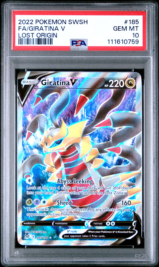 PSA 10 GEM MT FA/GIRATINA V #185 LOST ORIGIN 2022