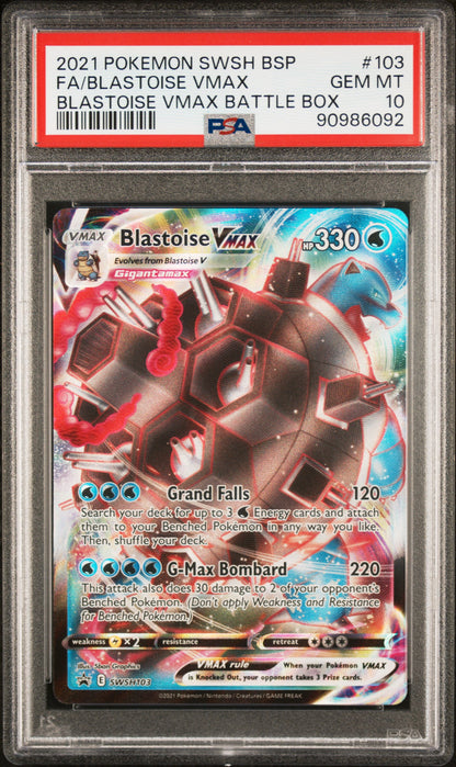 PSA 10 GEM MT FA/BLASTOISE VMAX #103 BLASTOISE VMAX BATTLE BOX 2021