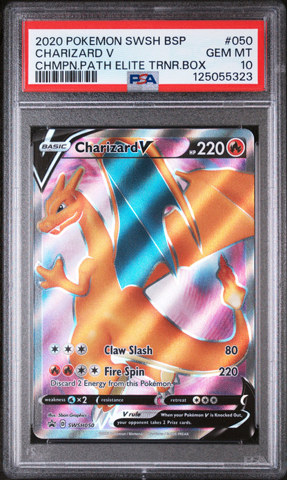 Charizard V Chmpn.Path Elite Trnr.Box Pokemon Swsh Black Star Promo 050 NM PSA 1