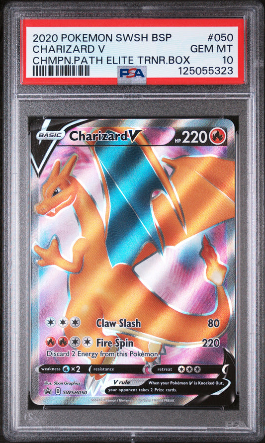 Charizard V Chmpn.Path Elite Trnr.Box Pokemon Swsh Black Star Promo 050 NM PSA 1