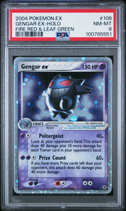 PSA 8 NM-MT GENGAR EX-HOLO #108 FIRE RED & LEAF GREEN 2004