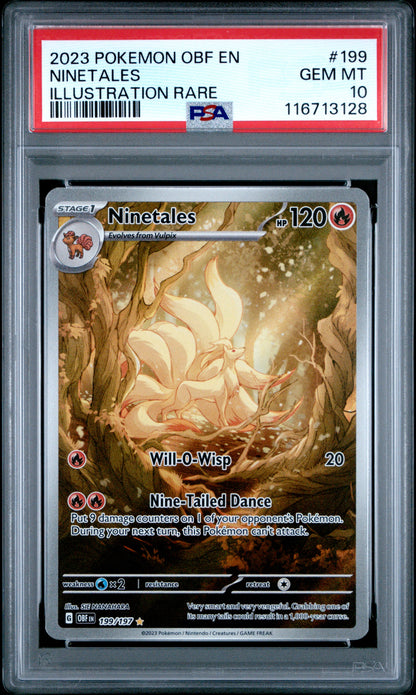 Ninetales Illustration Rare Pokemon Obf En-Obsidian Flames 199 NM PSA 10