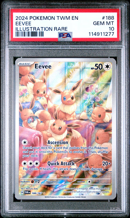 PSA 10 GEM MT EEVEE #188 ILLUSTRATION RARE 2024