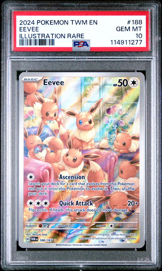 PSA 10 GEM MT EEVEE #188 ILLUSTRATION RARE 2024