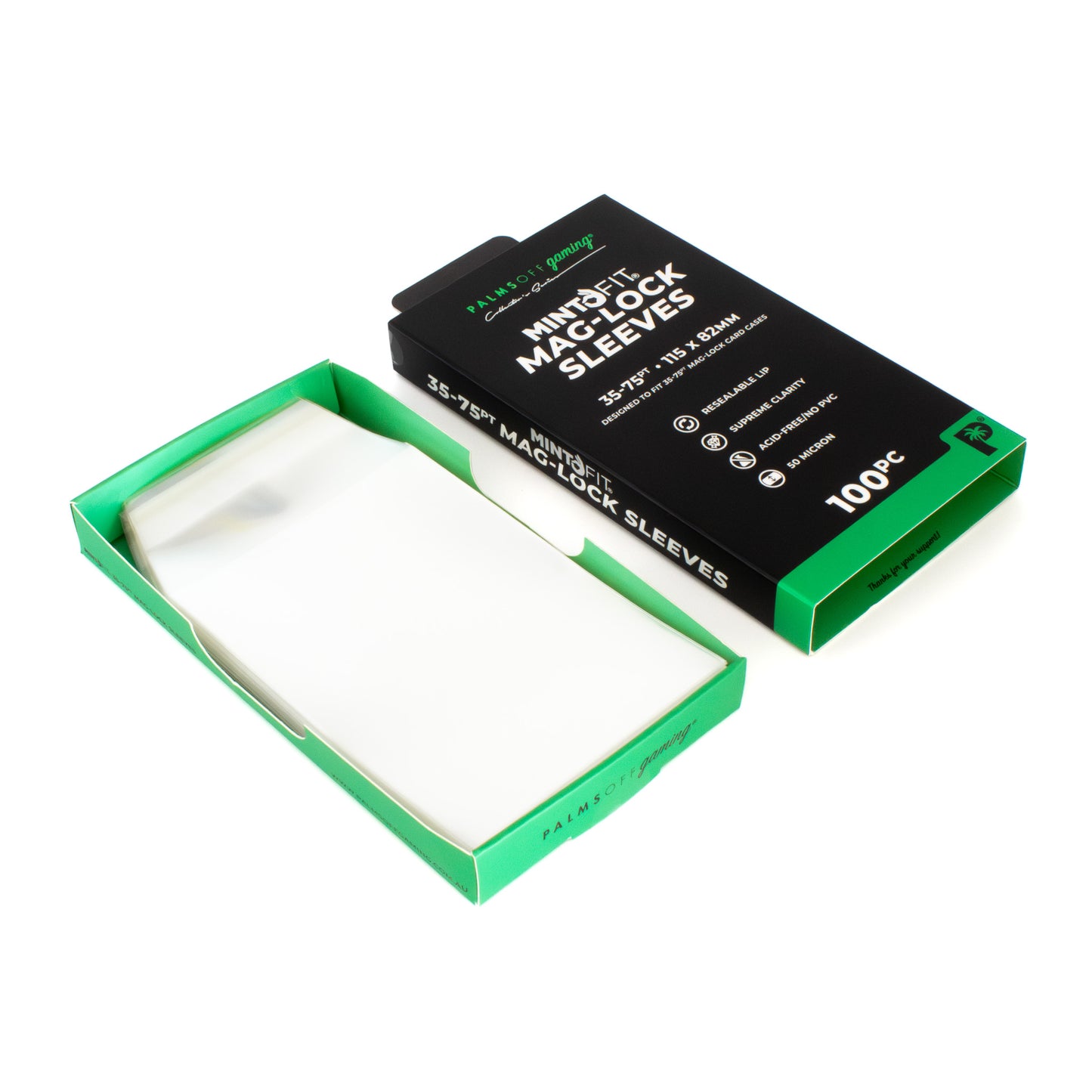 Palms Off Gaming - MintFit Mag-Lock Card Case Sleeves (35pt-75pt) - 100pc
