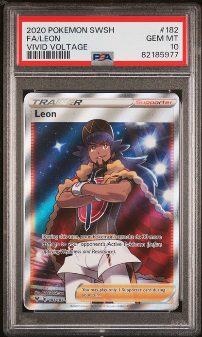 PSA 10 GEM MT FA/LEON #182 VIVID VOLTAGE 2020