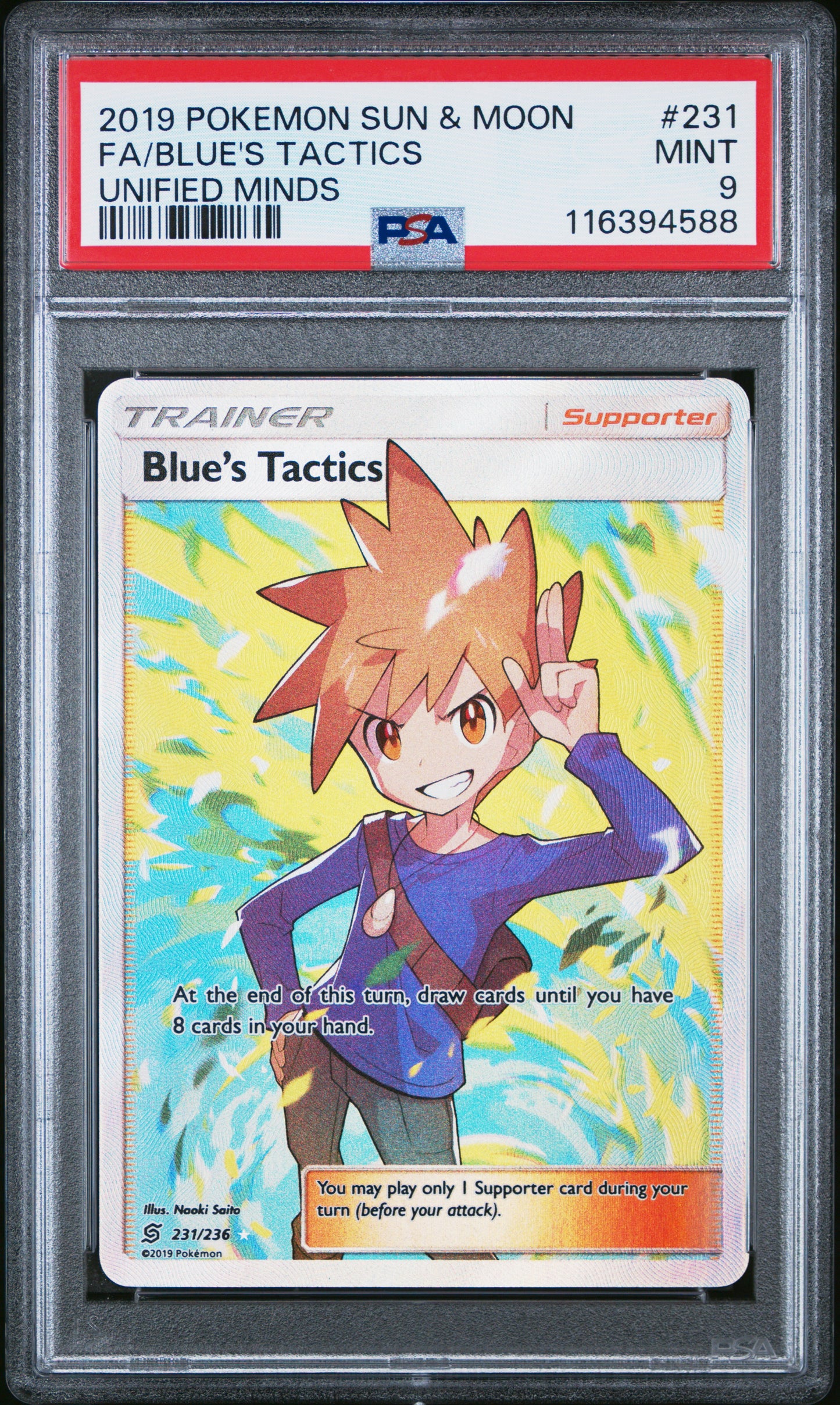 PSA 9 MINT FA/BLUE'S TACTICS #231 UNIFIED MINDS 2019