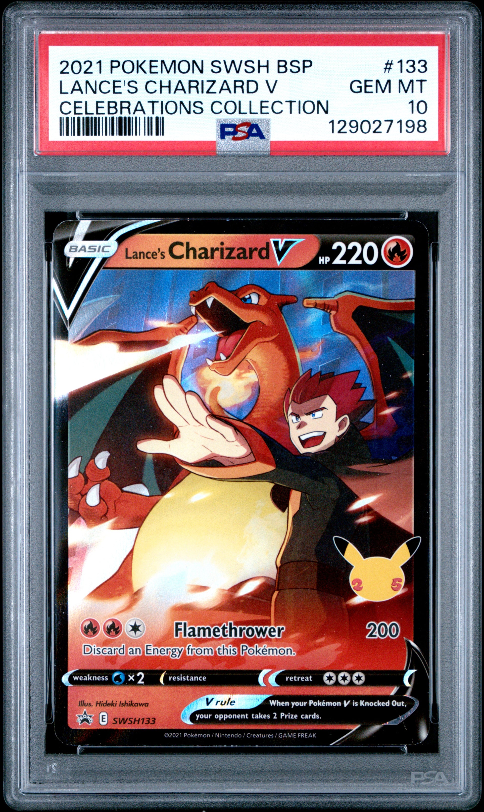Lance's Charizard V Celebrations Collection Pokemon Swsh Black Star Promo 133 NM