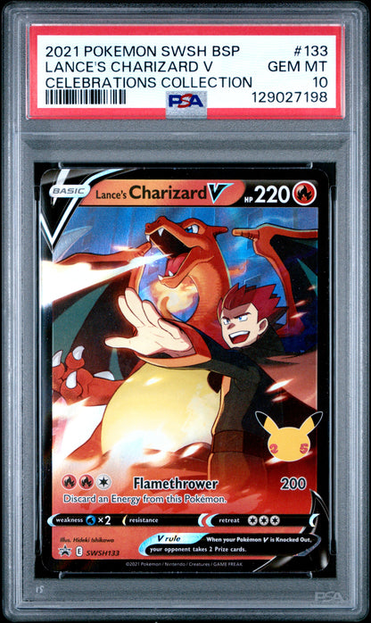 Lance's Charizard V Celebrations Collection Pokemon Swsh Black Star Promo 133 NM