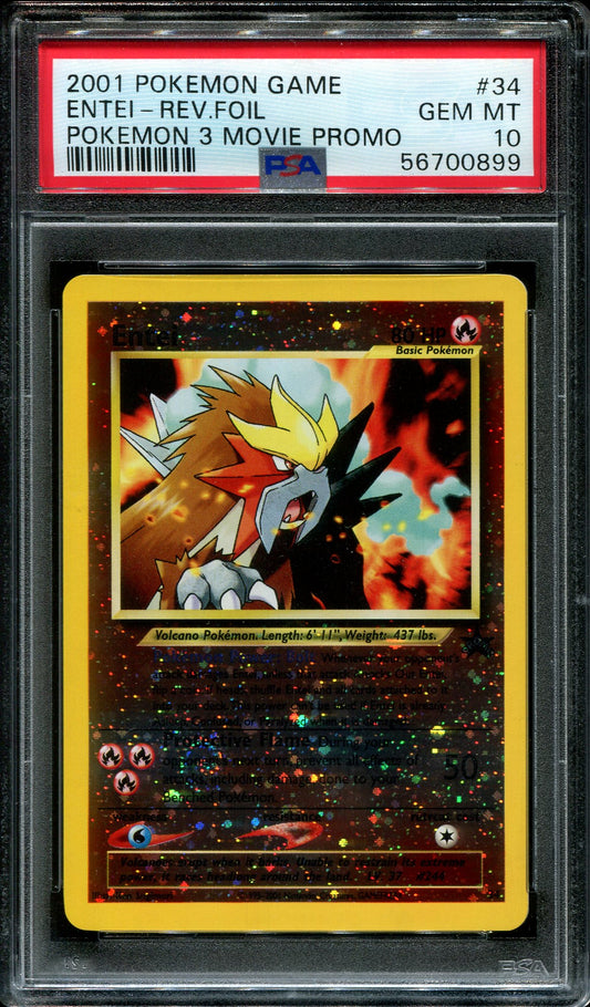 Entei Rev Foil Pokemon Game Movie 34 NM PSA 10